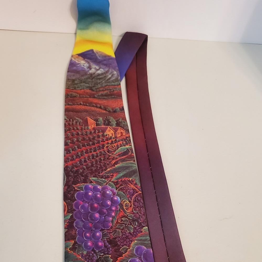 Vintage Beautiful D’em Crazy Purple Grape Winery Grapes Wine Tie